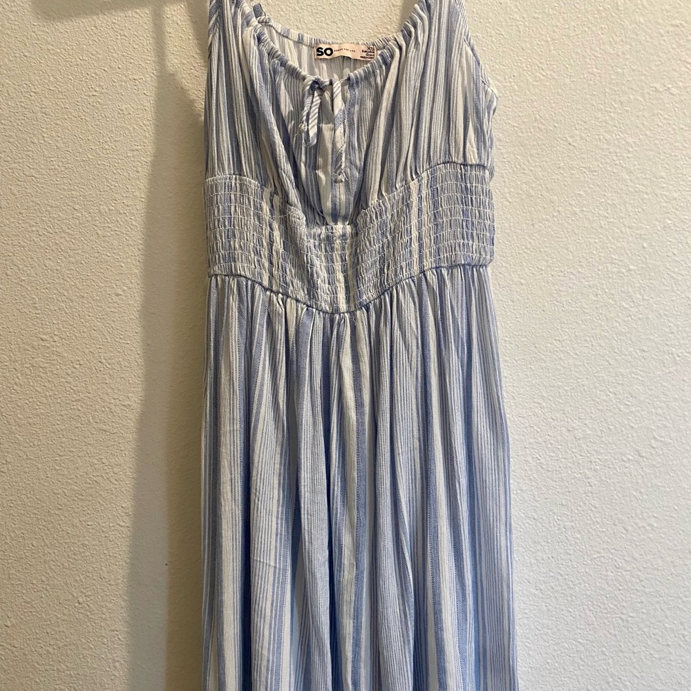 SO Babydoll Dress in Blue and White